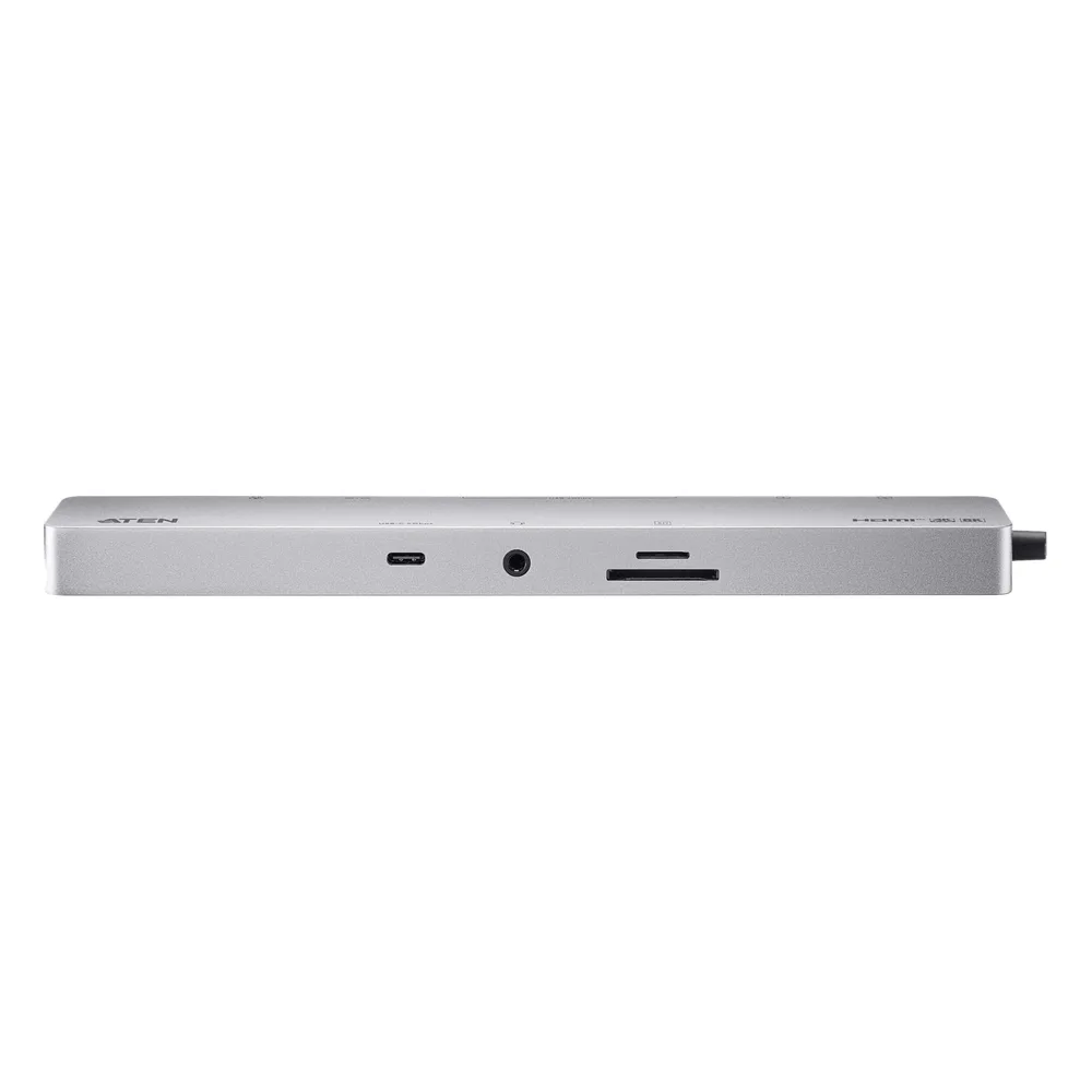 Dock Multipuerto USB-C | 11 en 1 | 8K Single o Dual 4K | PD 100W | USB 3.2 Gen 1 | Ethernet Gigabit | SD MicroSD | Aluminio – vista 2