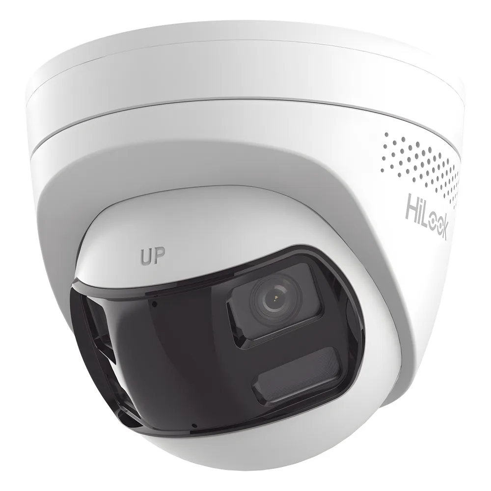 [Dual Light] Turret IP 6 Megapixel / Imagen Panorámica 180°/ PoE / Micrófono y Bocina Integrado / Exterior IP67 / Audio Bidireccional / Alarma Visual y Auditiva Integrada / Smart Supplement Light / Micro SD 512 GB