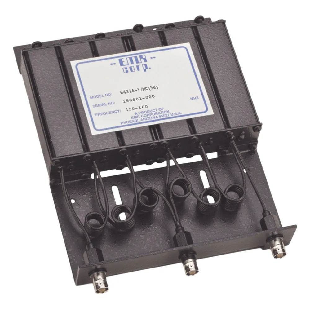 Duplexer Compacto de Rechazo de Banda, 150-160 MHz, 4.6 a 6 MHz Sep. Tx-Rx, 50 Watt, BNC Hembra.