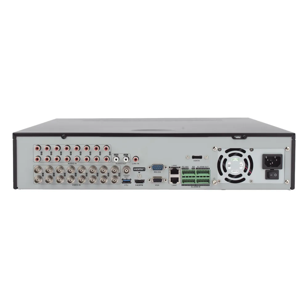 DVR 16 Canales TurboHD + 8 Canales IP / 3K / 5 Megapixel /  8 Bahías de Disco Duro / 16 Entradas de Audio Fisicas (Microfono por Separado) / Audio por coaxitron / Acusense / 16 Entradas de Alarma / POS / H.265+ – vista 4