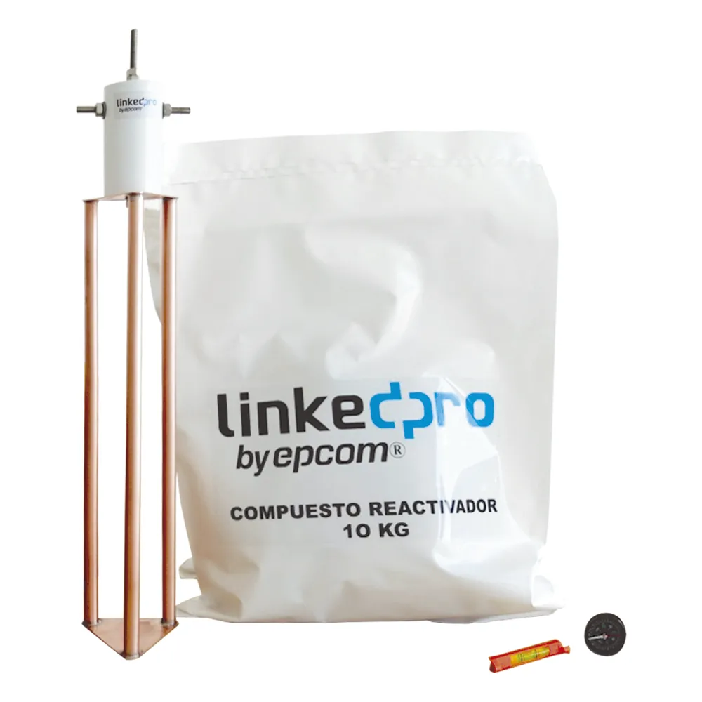 Electrodo Puesta a Tierra 30A / Cobre Electrolítico / Diseño Delta / Filtro Equipotencial / Compuesto 12 kg / 45 cm (17.7 in)