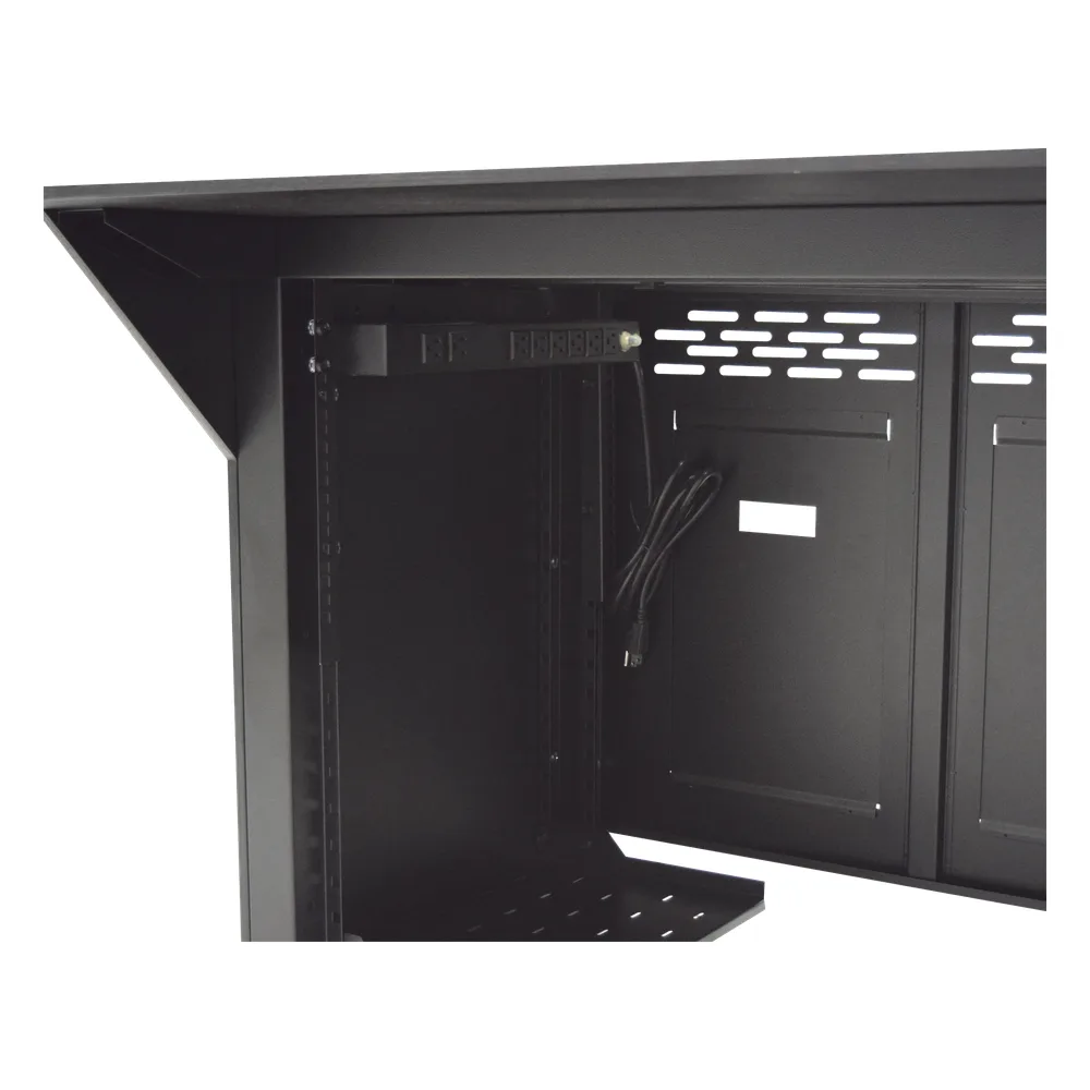 Escritorio Estación Mobiliaria Profesional de Monitoreo y Control / Videovigilancia / Acceso / Alarmas / Etc... / Metal Negro y Madera Tono Oscuro – vista 5