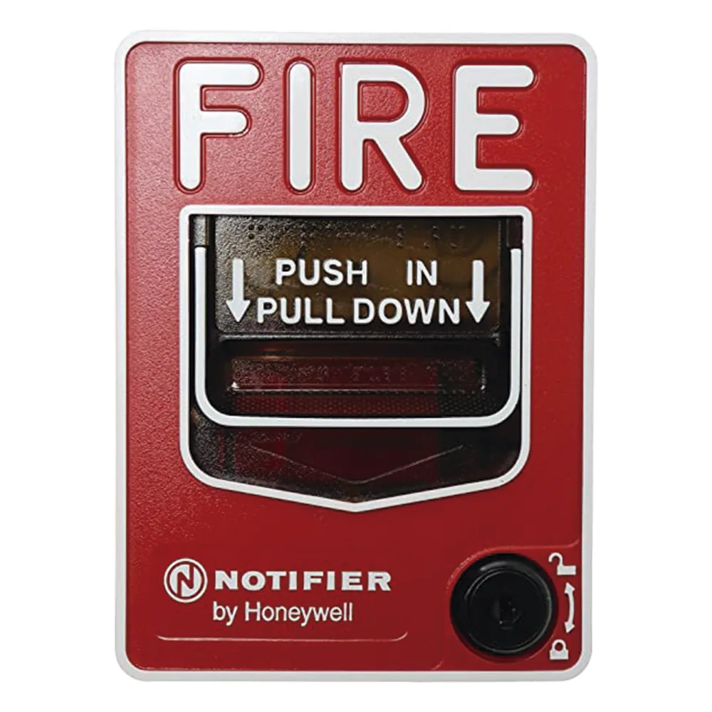 Estación manual de pull inalámbrica direccionable de doble acción con reset por llave, malla SWIFT y protocolo FlashScan, texto en inglés