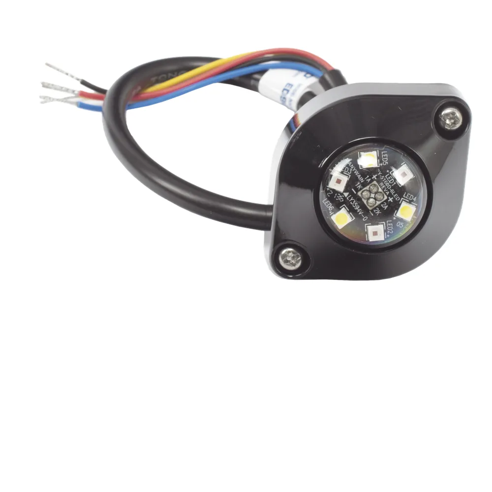 Estrobo Oculto de 6 LED, Azul, Lente Transparente, Bisel Negro