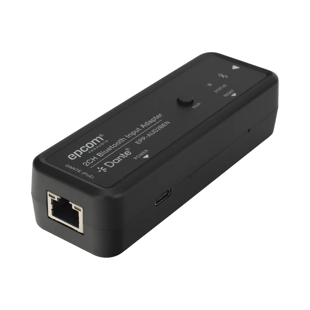 Extensor de Audio Dante® 2CH Bluetooth Input Adapter | Entrada Bluetooth 2 Canales | Salida Dante® Digital | Latencia Configurable 1-5 ms | Compatible HDMI 1.4 | HDCP 1.4 | PoE IEEE802.3af | Distancia de Transmisión 100 m – vista 3