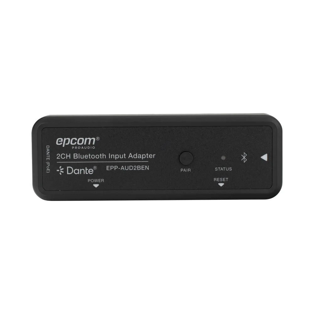 Extensor de Audio Dante® 2CH Bluetooth Input Adapter | Entrada Bluetooth 2 Canales | Salida Dante® Digital | Latencia Configurable 1-5 ms | Compatible HDMI 1.4 | HDCP 1.4 | PoE IEEE802.3af | Distancia de Transmisión 100 m