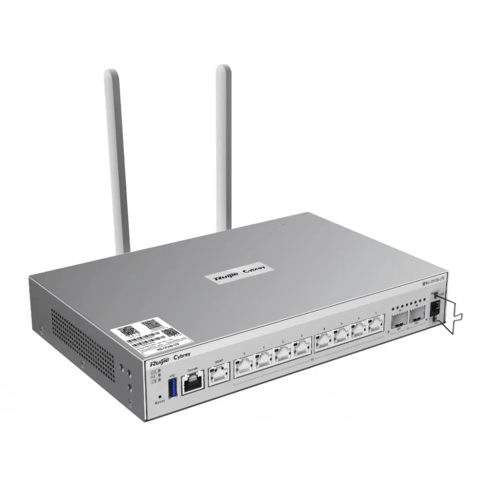 Firewall de Próxima Generación RG-CF10S-LTE / 7 Gbps Throughput / 8 Puertos Gigabit + 2 SFP / LTE Integrado / Gestión Cloud / Protección de Amenazas 500-700 Mbps / IA Integrada / 1 RU Rack / Línea Cybrey