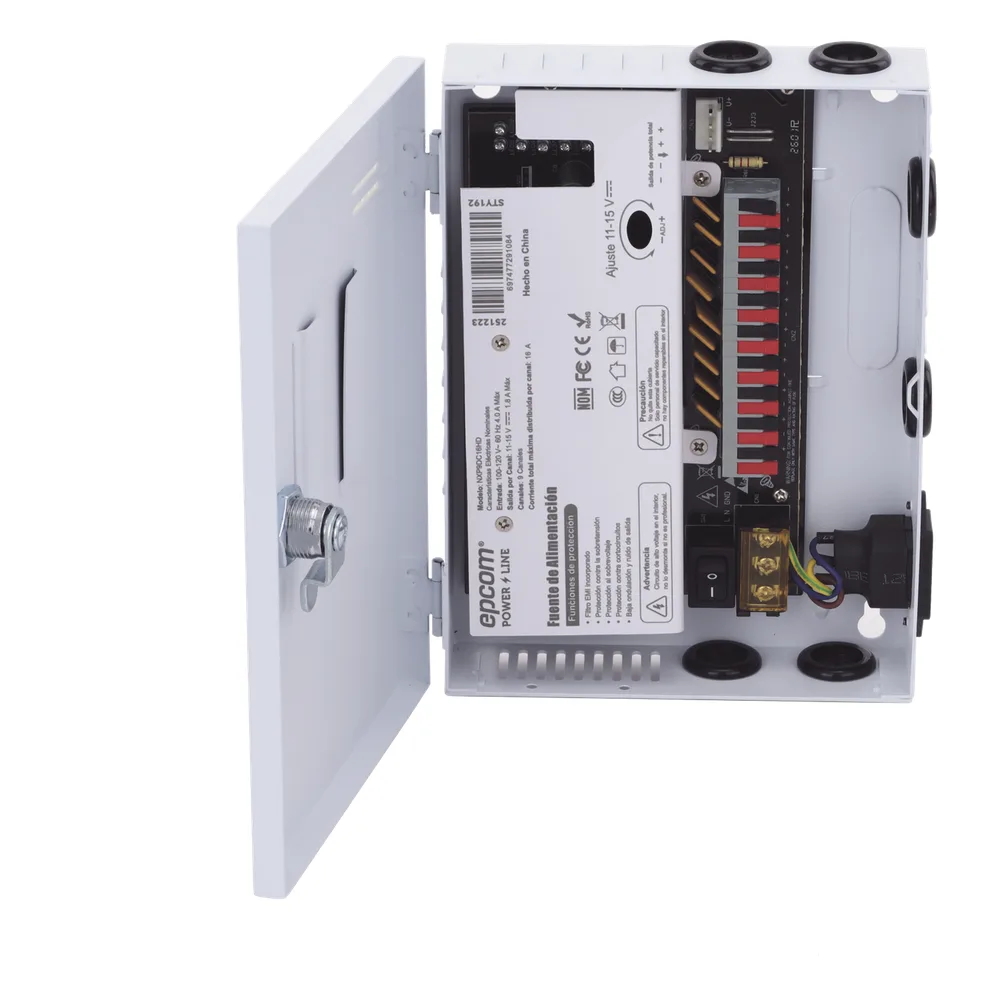 Fuente |  11-15 V |  9 canales | 16 A |  Compatible con cámaras 4K | Alta tecnología en seguridad | Doble ventilador | Hasta 1.8 Amperes por Salida | Filtro de ruido por canal | Diseño de alta gama. – vista 12