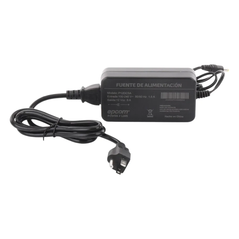 Fuente de poder con Cables de Extensión para Mayor Alcance 12 Vcc / 5 Amperes / Profesional / 0.5 metros a la toma de alimentación / 0.5 metros a la conexión del dispositivo – vista 3