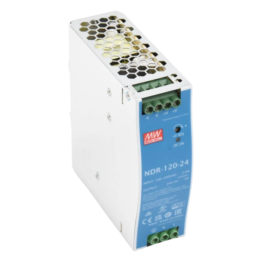 Fuente de poder industrial para riel DIN / 120W / 24Vcc / 5A / Entrada: 90-264Vca – vista 2