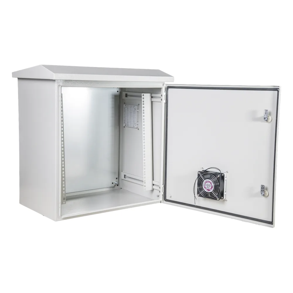 Gabinete con Rack 19" 11U de Acero / IP55 / Exterior o interior / Placa Trasera Interna/ Ventilador / Ventilas / Filtros / Terminal de Tierra / 593 x 609 x 399 mm