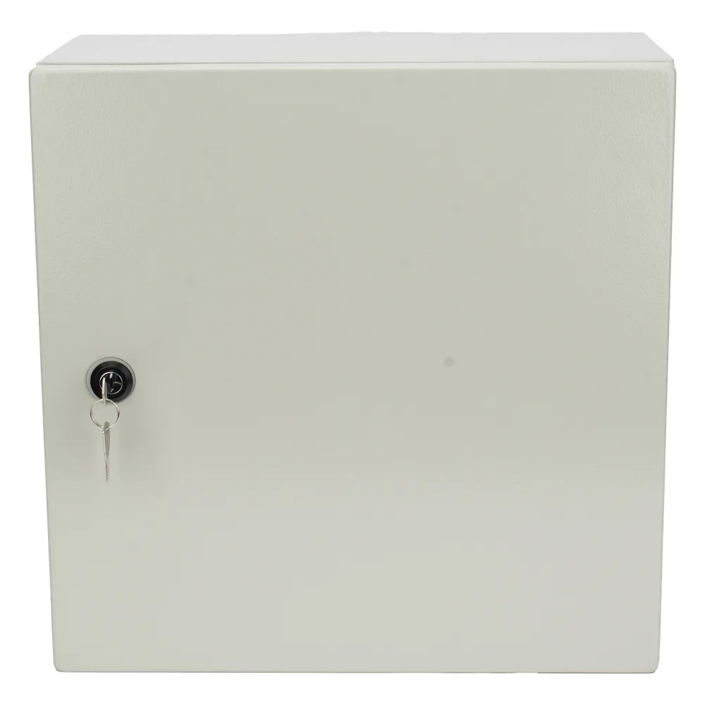 Gabinete de Acero IP66 Uso en Intemperie (400 x 400 x 200 mm) con Placa Trasera Interior de Metal y Compuerta Inferior Atornillable (Incluye Chapa y Llave PST407)
