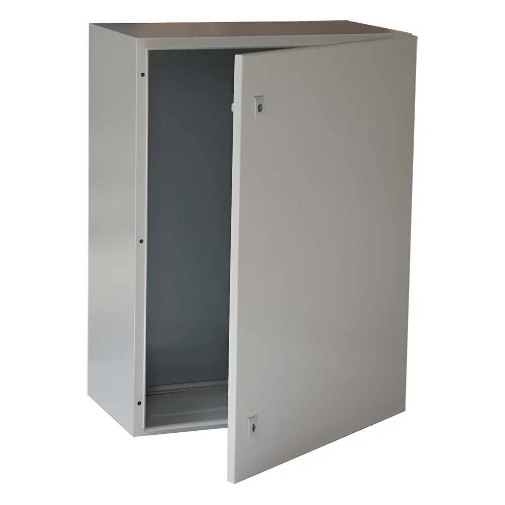 Gabinete de Acero IP66 Uso en Intemperie (400 x 600 x 250 mm) con Placa Trasera Interior Metálica y Compuerta Inferior Atornillable (Incluye Chapa y Llave T).