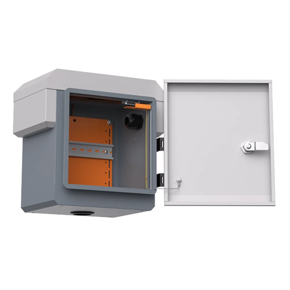 Gabinete de Acero Ventilado para Exterior 250 x 250 x 180 mm con Rieles DIN y 4 Placas Laterales para Montaje de Equipos por Fuera – vista 3