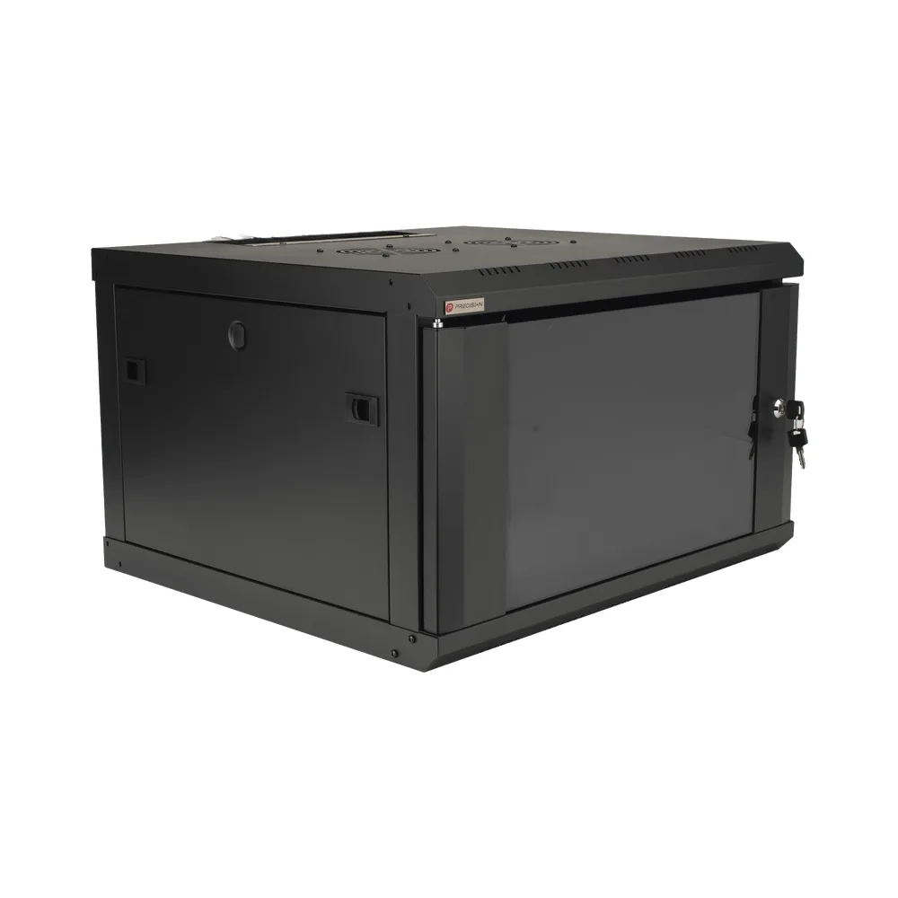 Gabinete de Pared Desarmado / 6U / 19 Pulgadas / 600 x 550 x 382 mm / Cristal Templado 5 mm / Carga Estática 60 kg / Acero SPCC RAL 9004 / IP20 Interior / RoHS – vista 5