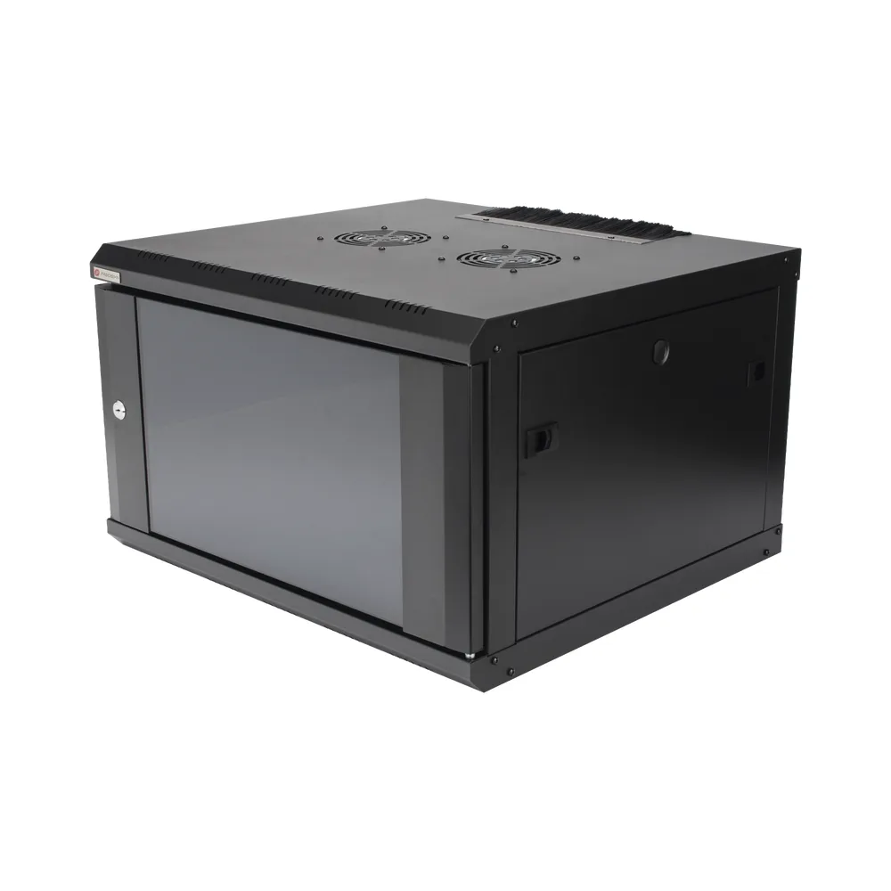 Gabinete de Pared PRECISION 19 in 6UR (455mm) - Cristal Templado. Incluye: 2 Ventiladores y Panel Cepillo – vista 2