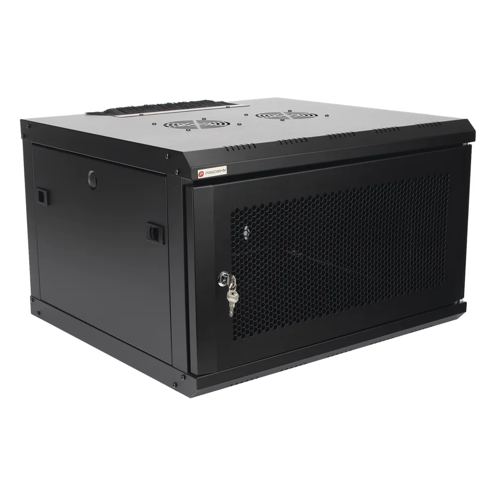 Gabinete de Pared PRECISION 19 in 6UR (455mm) - Puerta Perforada Incluye: 2 Ventiladores y Panel Cepillo – vista 2