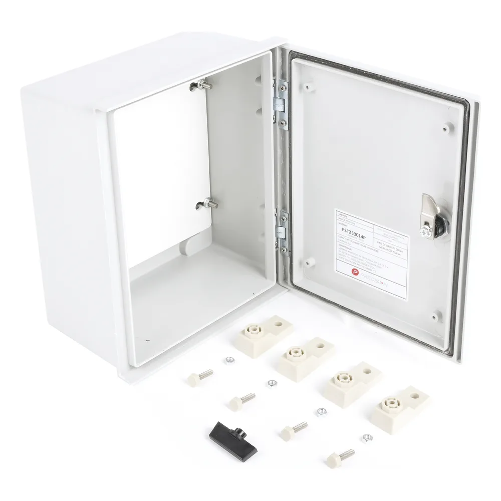 Gabinete de Poliéster IP65 Uso en Intemperie (250 x 300 x 140 mm) con Placa Trasera Interior de Plástico (Incluye Chapa y Llave). – vista 4