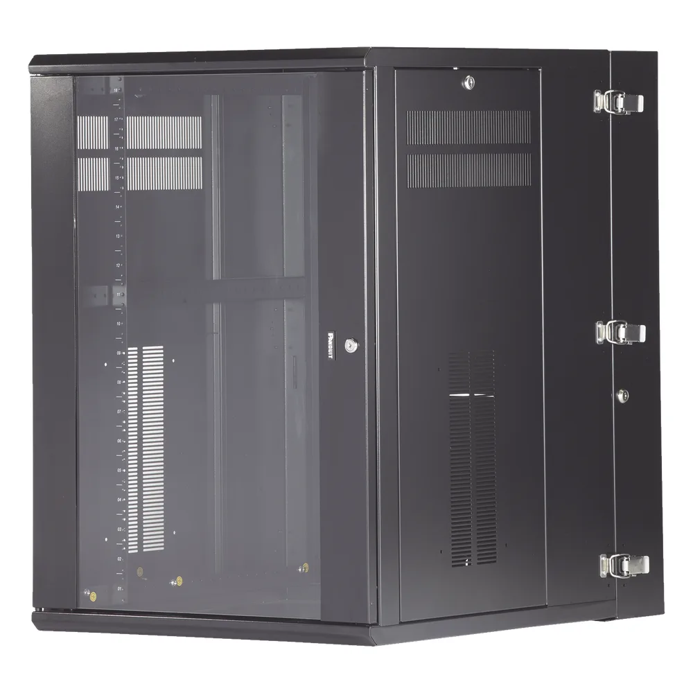 Gabinete PanZone de Montaje en Pared, de 19in, Puerta con Ventana de Seguridad, 18 UR, 762mm de Profundidad, Color Negro