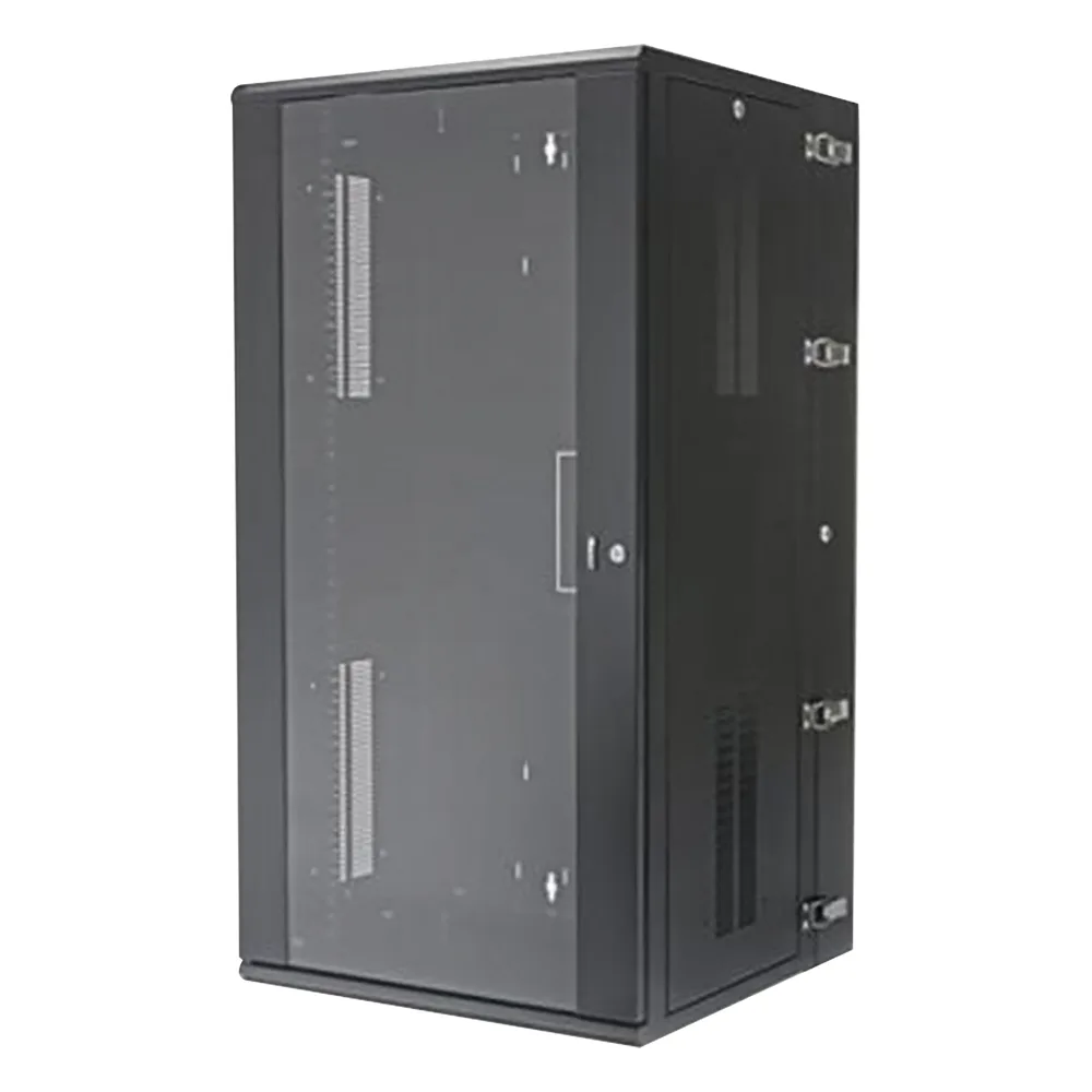 Gabinete PanZone de Montaje en Pared, de 19in, Puerta con Ventana de Seguridad, 26 UR, 635mm de Profundidad, Color Negro