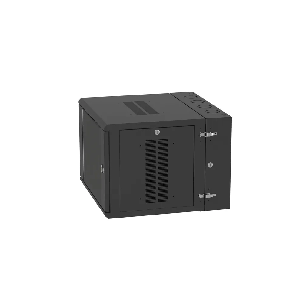 Gabinete PanZone de Montaje en Pared, de 19in, Puerta con Ventana de Seguridad, 9 UR, 635mm de Profundidad, Color Negro – vista 3