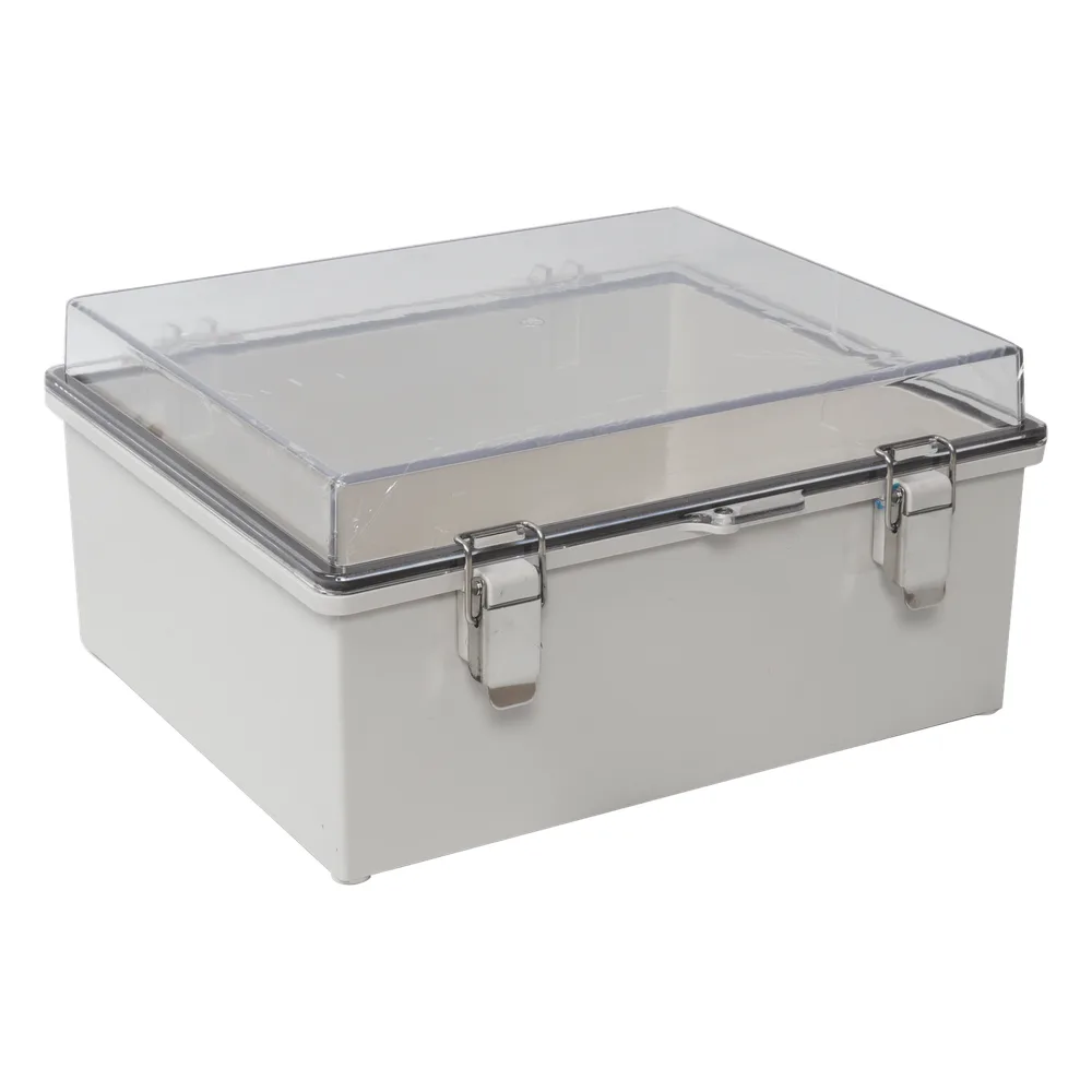 Gabinete Plástico ABS, Puerta Transparente, Uso en Intemperie IP66 (190 x 290 x 140 mm) cierre por Broche Inoxidable y Permite Cerrado con Candado y Llave (Perno 5mm) No Incluido