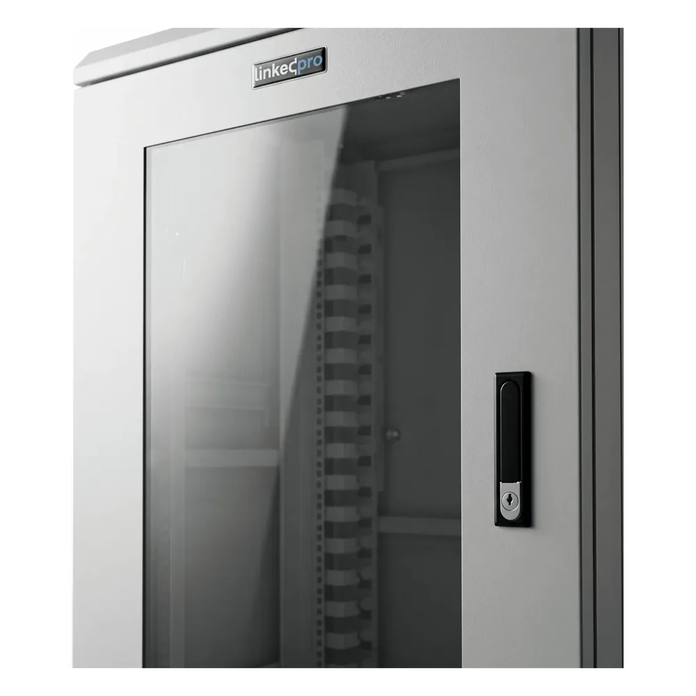 Gabinete Rack 19 Pulgadas / 18 Unidades / Piso / Puerta de Cristal / Acero Calibres 16-18-20 / Capacidad 750 kg (1653.5 lb) / Dimensiones 60 cm (23.6 in) x 93 cm (36.6 in) x 46 cm (18.1 in) – vista 3