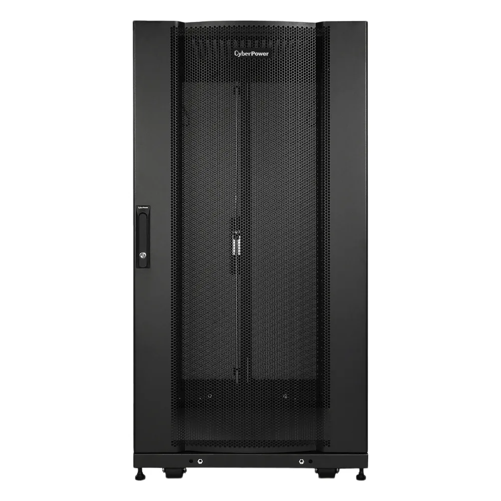 Gabinete Rack 24U / Montaje en Pared o Piso / Carga Estática 1,365 kg / Puerta Perforada Hexagonal / Rieles Ajustables / Negro