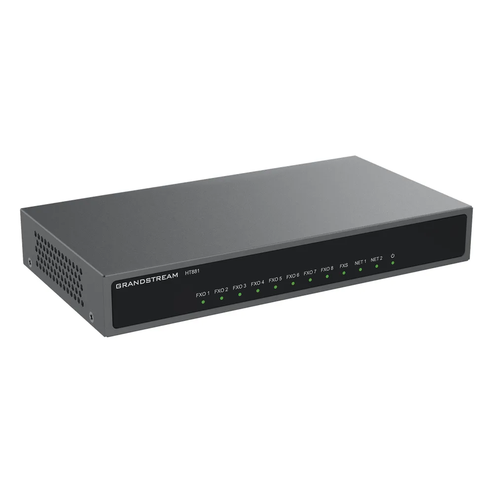 Gateway Analógico 8 FXO  (Conectar Lineas Analógicas) / 3 Perfiles SIP / 1 Puerto FXS / NAT de Alto Rendimiento / Soporte Lifeline / Fax T.38 / Cifrado AES / Failover SIP / Conferencia de Voz 3 Vías – vista 4