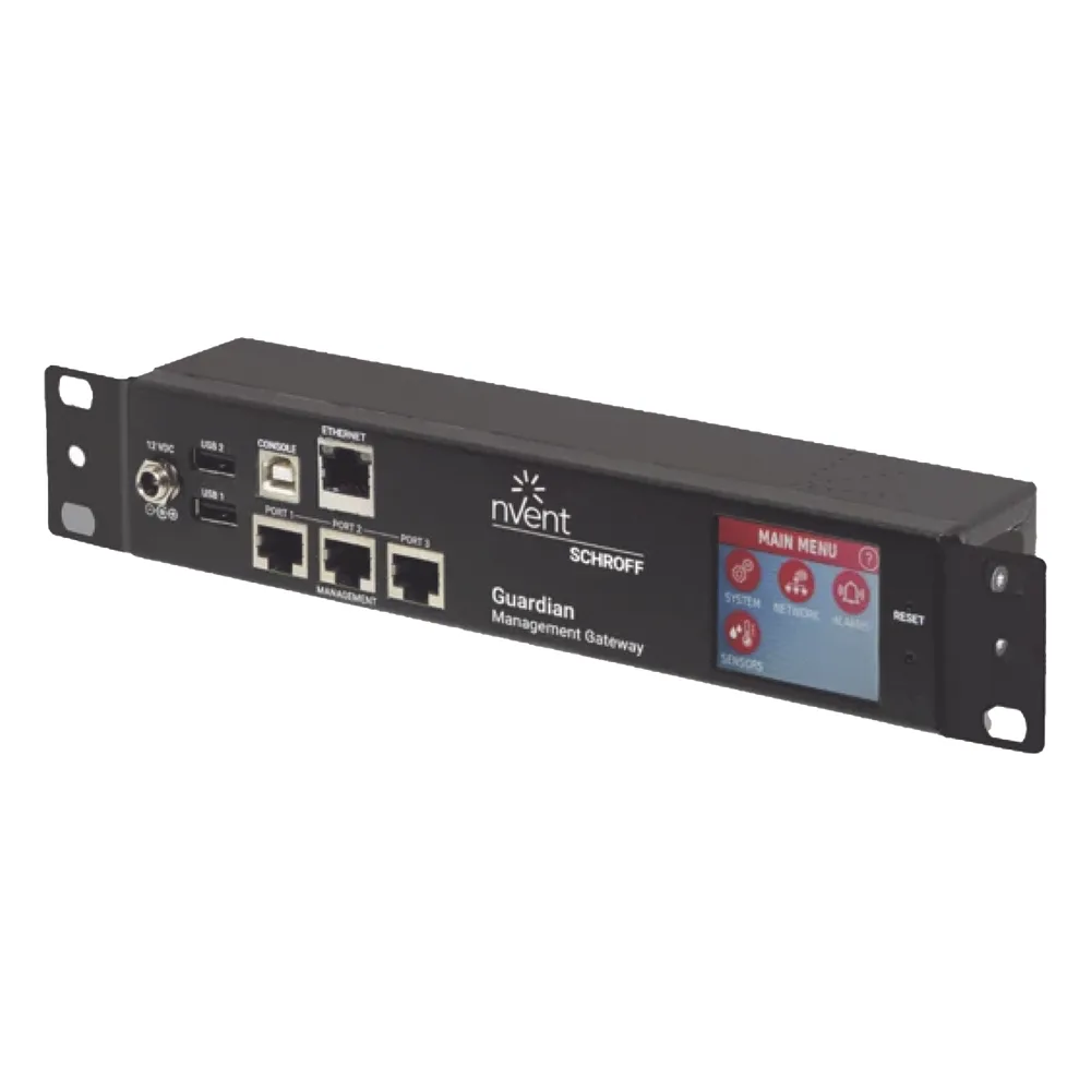 Gateway de Gestión y Monitoreo Ambiental para Centro de Datos GUARDIAN / 1U Compacto / 3 Puertos de Sensores / Pantalla LCD Táctil / SNMP, BACnet, Modbus/TCP