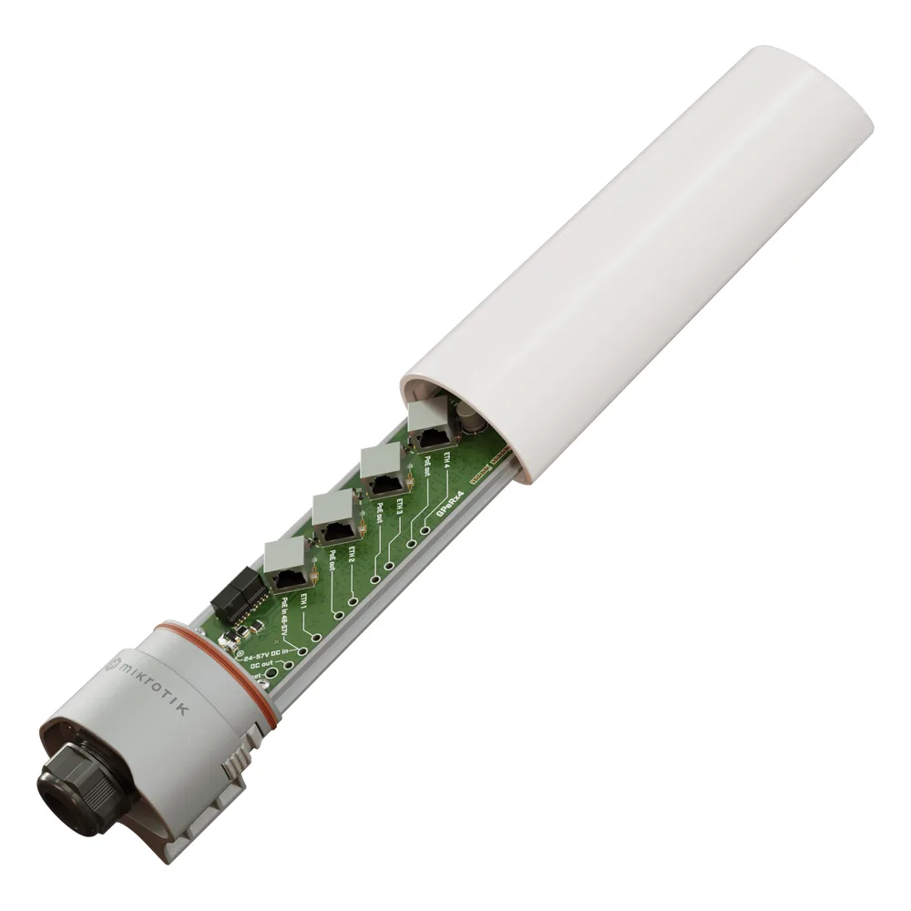 (GPeRx4) Extensor PoE Administrable SwOS para Exterior/ 3 Puertos de Salida af/at / PoE IN 90 Watts / Puertos Aislados