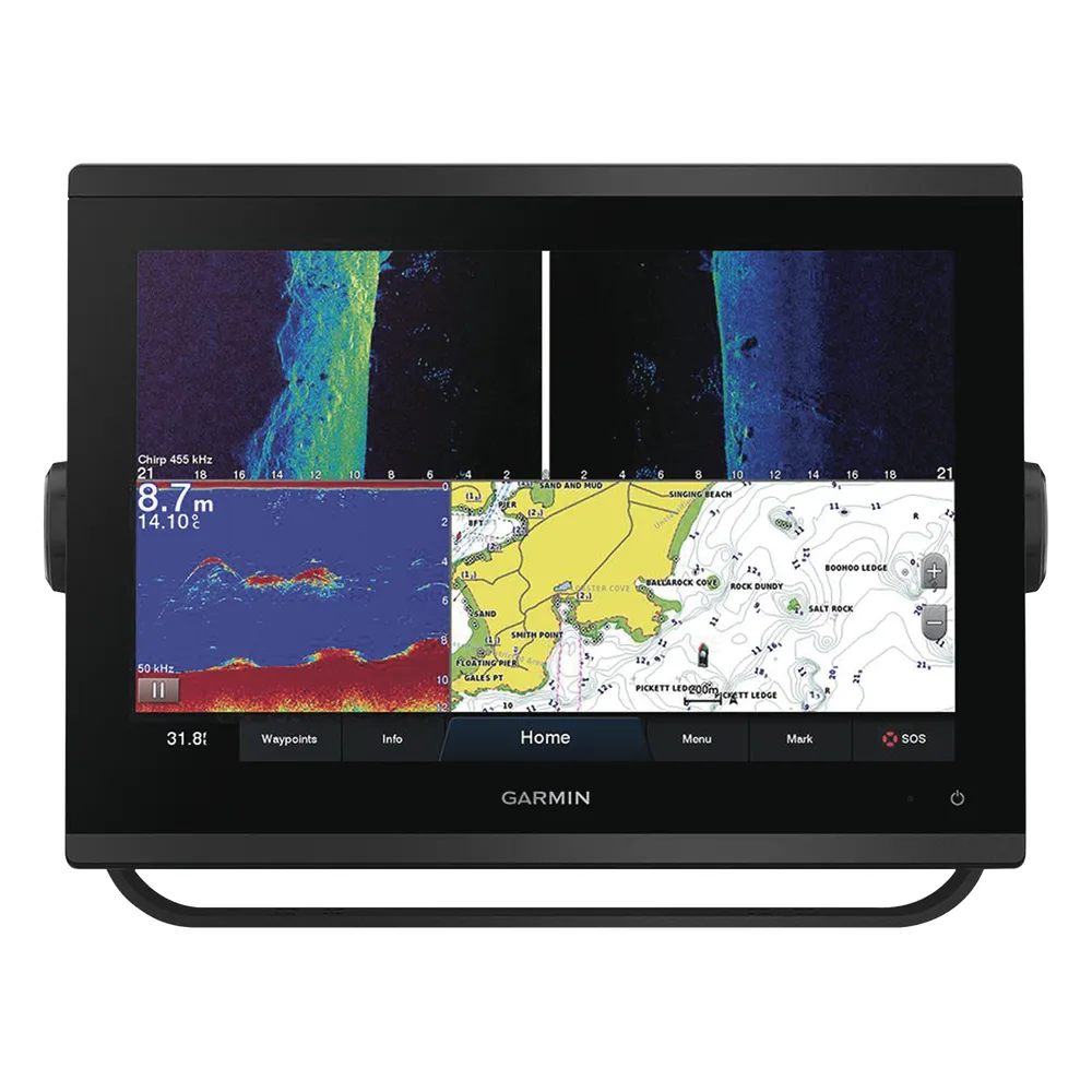 GPSMAP 1223xsv / Pantalla Táctil WXGA 12.1" / Resolución 1280x800 / GPS-GLONASS-Galileo / Compatible con NMEA 2000 y 0183 / Sonda CHIRP Integrada / ClearVü y SideVü / IPX7 / Alimentación 10-32 Vdc