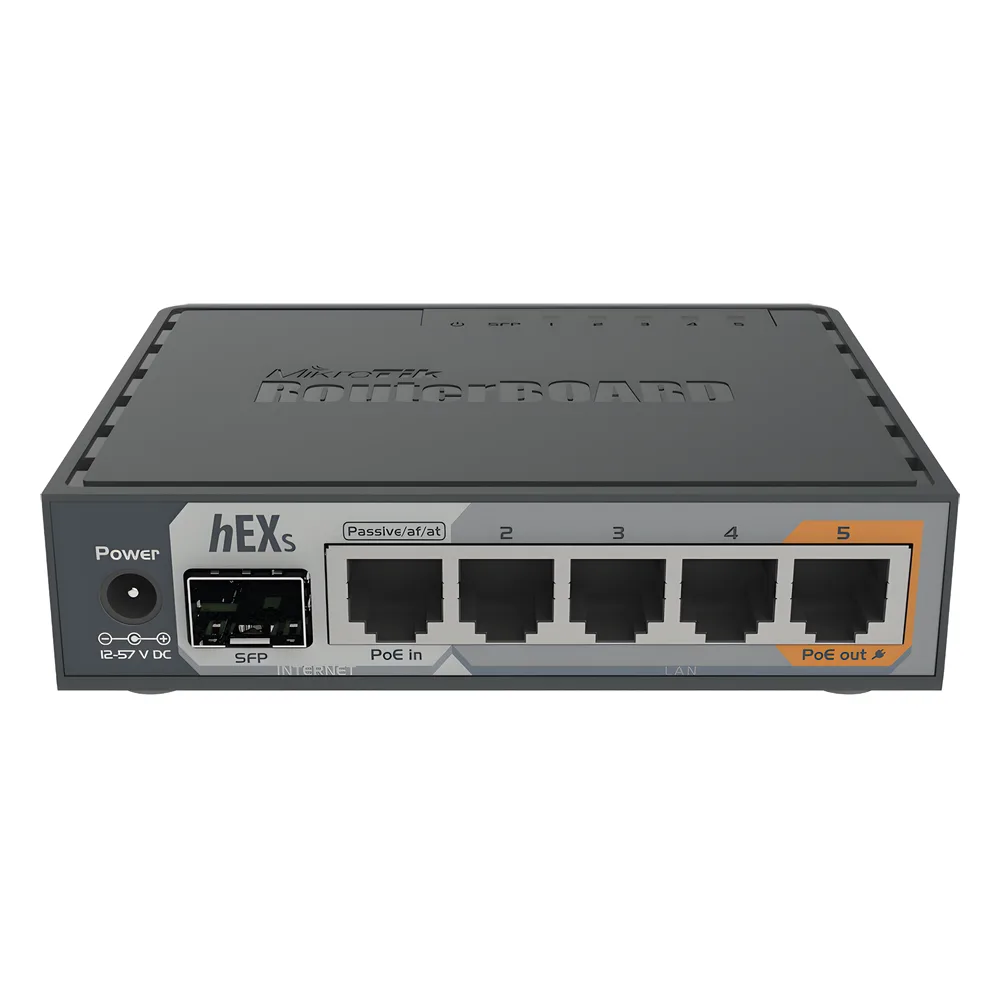 (hEX S) Router Dual Core, 5 puertos Gigabit, 1 Puerto SFP, PoE in, PoE Out – vista 2