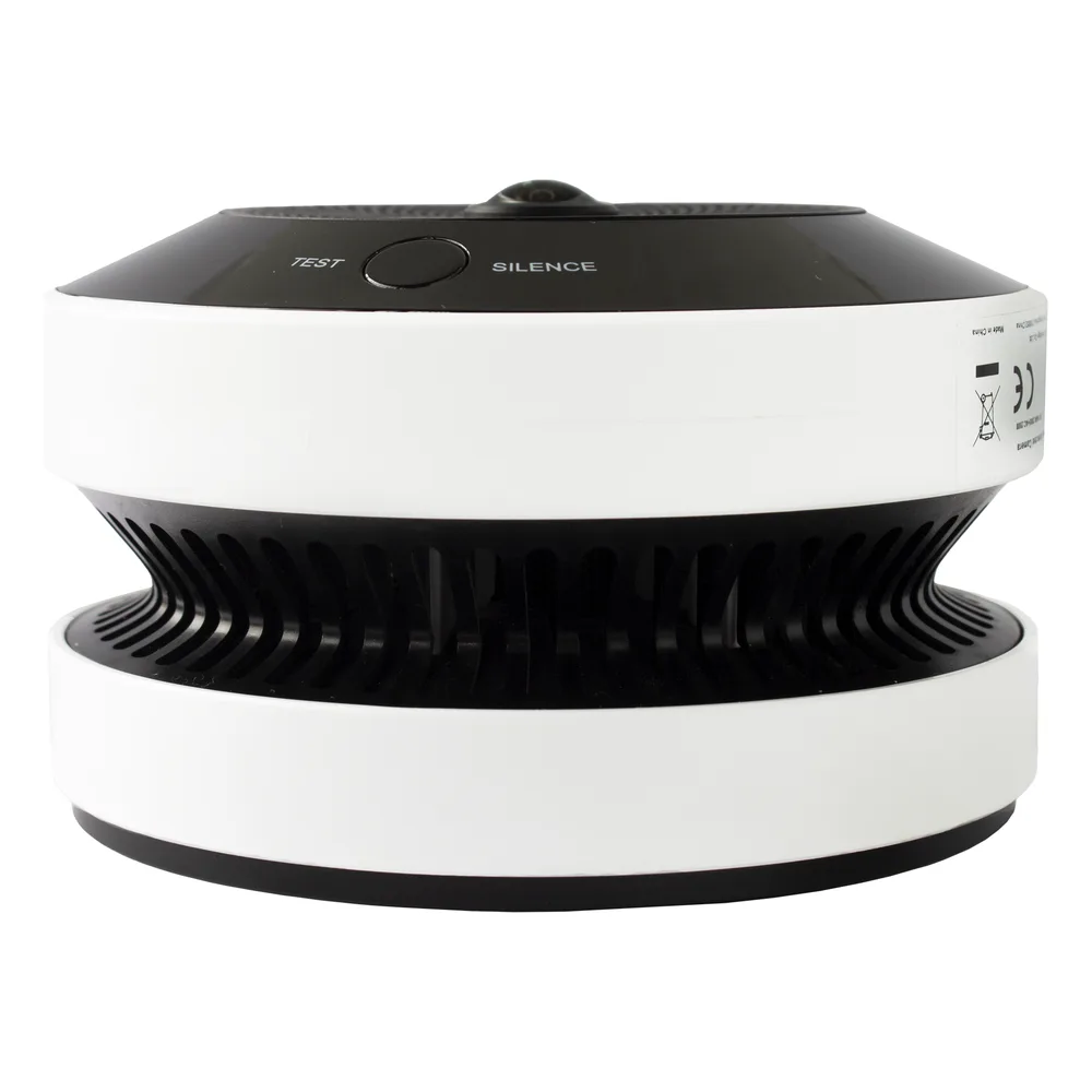 (HikFire) Mini Fisheye IP 4 Megapixel con Detector de Humo Puntual  / Autónomo / Entrada y Salida de Alarma / 15 mts IR / PoE / WDR 120 dB / Alarma de 85 dB / MicroSD 128GB / Compatible con Hik-Connect – vista 2