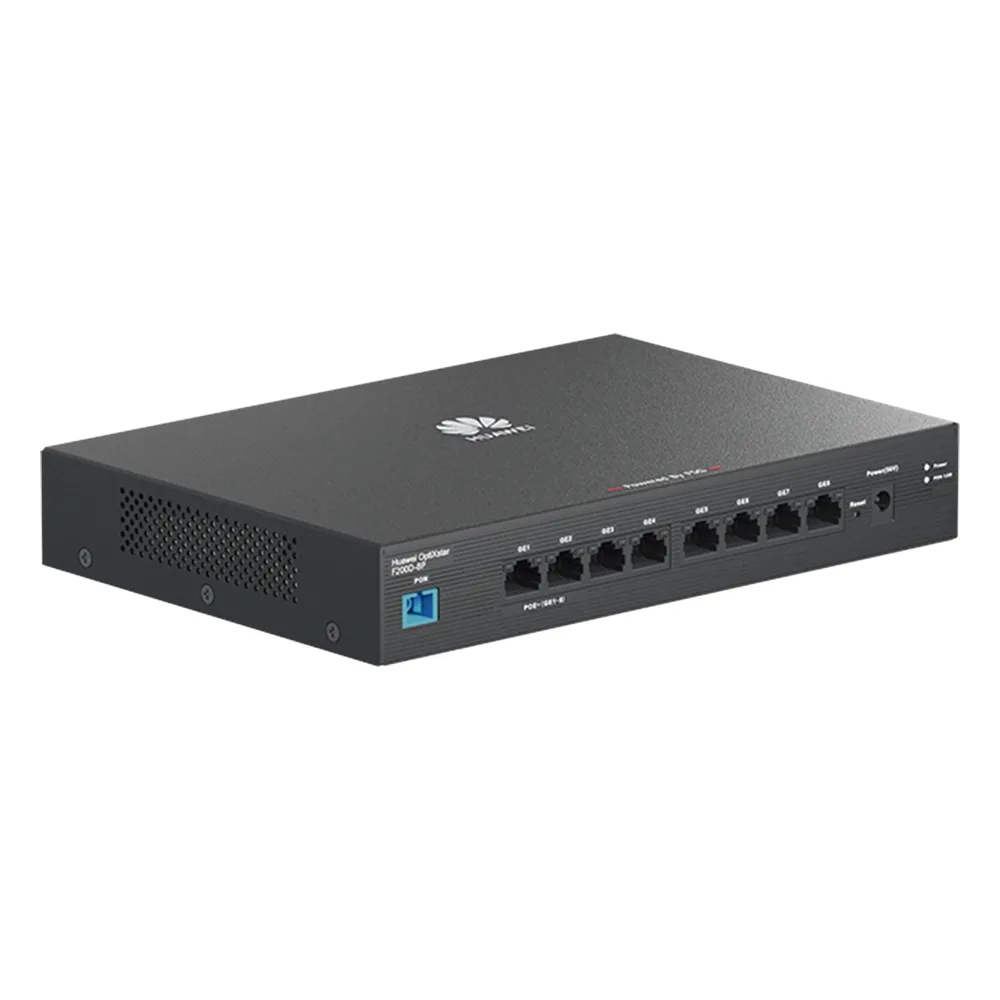 HUAWEI MiniFTTO - ONU PoE / 8 puertos 10/100/1000Mbps PoE + 1  PON (SC/UPC)/ Downstream 2.488 Gbps / Upstream 1.244 Gbps / modo puente / 120 W/ Administración Nube