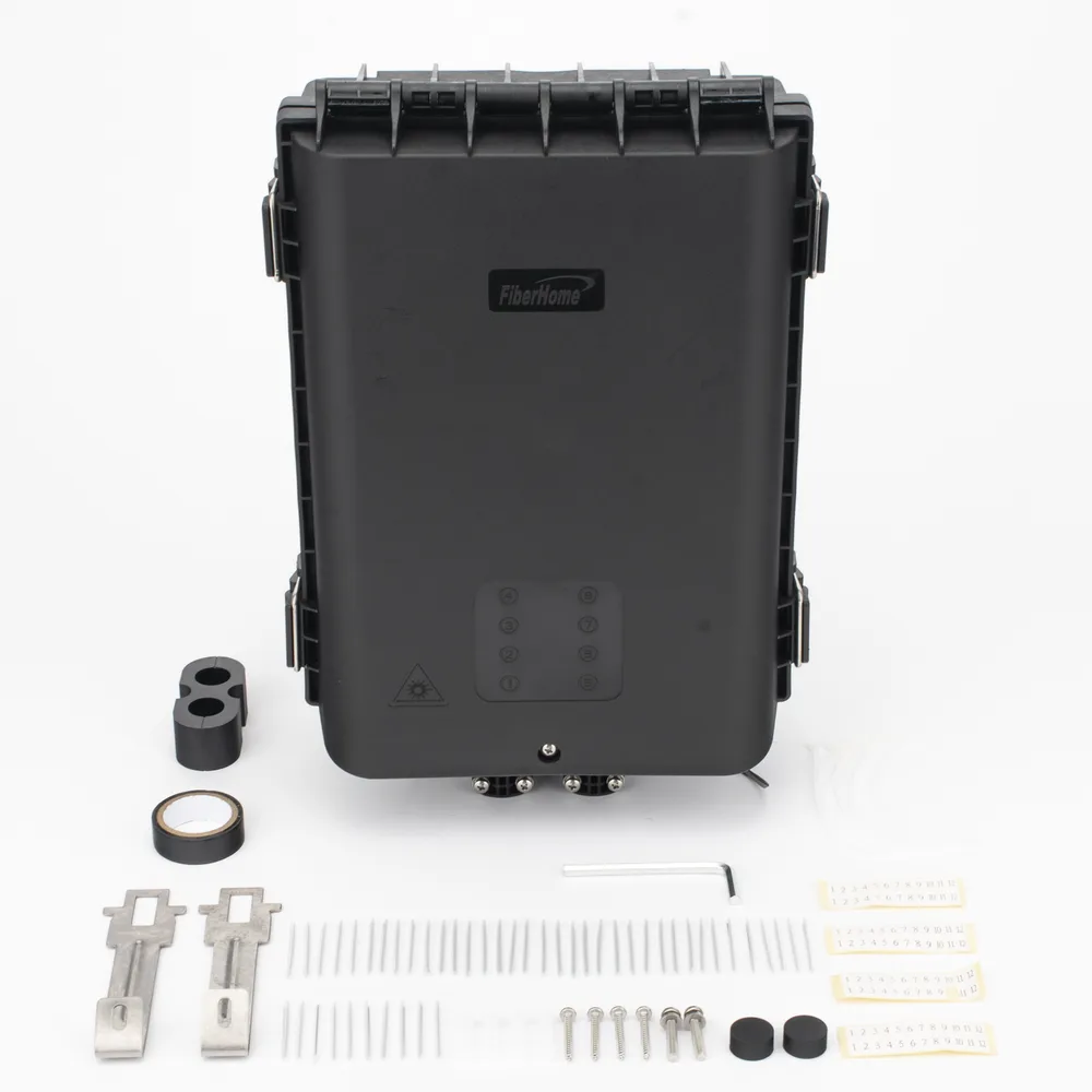 HUB Box Preconectorizada EASYCONN® de FiberHome para Exterior, IP68, Hasta 96 Empalmes, Incluye 2 Splitters 1*4 – vista 8
