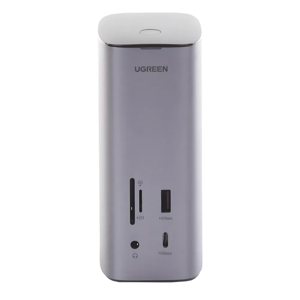 HUB USB-C (Docking Revodok Pro) 12 en 1 | 2 USB-A 3.0 | 1 USB-C PD Carga 100W | 1 USB-A 3.1 | 1 USB-C 3.1 | HDMI 4K | HDMI 8K Ultra HD | Display Port 4K | RJ45 (Gigabit) | Lector Tarjeta SD + Micro SD (TF) | Jack Audio 3.5mm. – vista 2