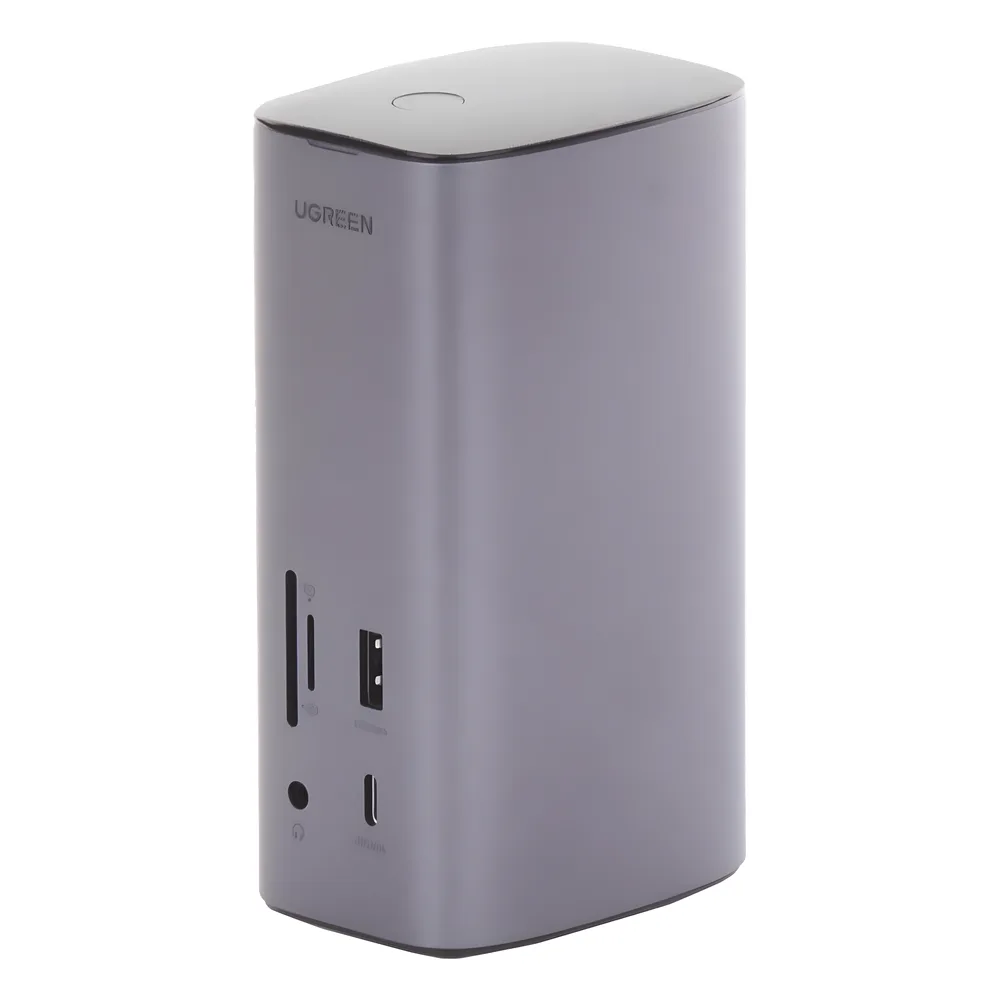 HUB USB-C (Docking Revodok Pro) 12 en 1 | 2 USB-A 3.0 | 1 USB-C PD Carga 100W | 1 USB-A 3.1 | 1 USB-C 3.1 | HDMI 4K | HDMI 8K Ultra HD | Display Port 4K | RJ45 (Gigabit) | Lector Tarjeta SD + Micro SD (TF) | Jack Audio 3.5mm. – vista 3