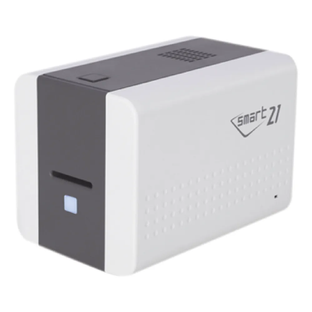 Impresora de Tarjetas Semi- automática SMART21 / Ingreso de Tarjetas Manual/Incluye Ribbon, Software y 100 Tarjetas PVC