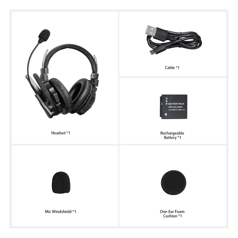 Intercomunicador Inalámbrico Binaural / Cancelación de Ruido IA / Rango 500 m (1640 ft) / Bluetooth 5.0 / Batería 1050mAh / Resistente a Lluvia – vista 2
