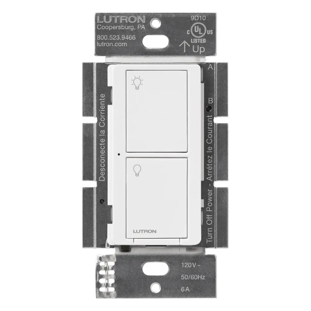 Interruptor on/off inalámbrico de pared para iluminación y ventiladores, 120 V, requiere neutro, control con Pico o desde la app con Smart Bridge, Caseta Wireless
