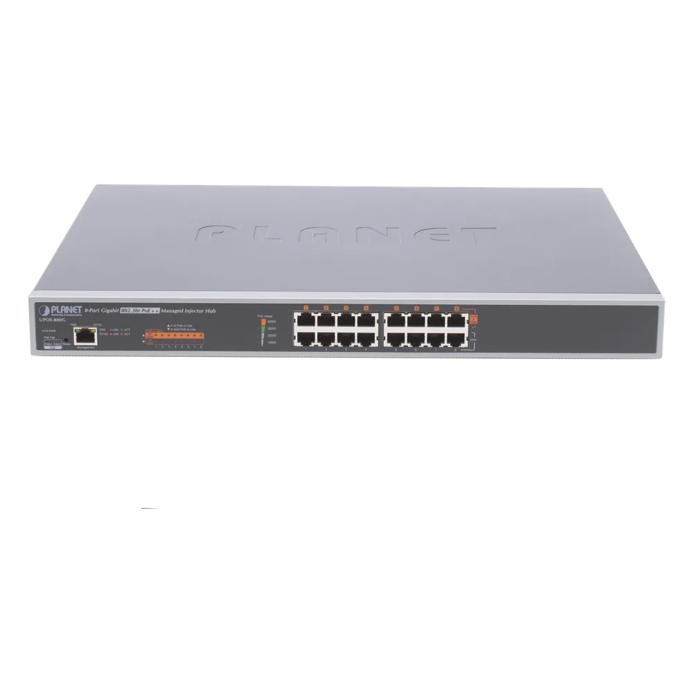 Inyector HUB Adminsitrable Ultra PoE 802.3af/at 8 Puertos Gigabit, Potencia 400W