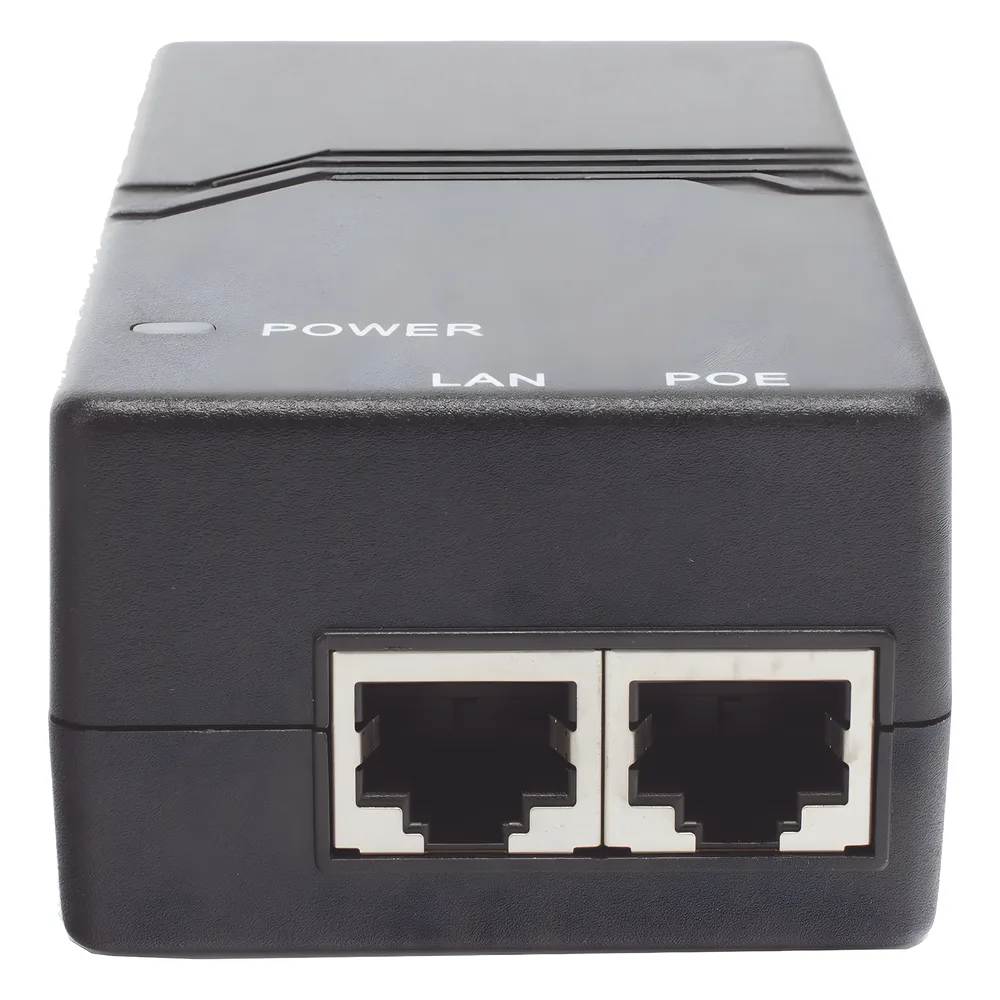 Inyector PoE / 802.3af 15W (50V 0.3A) / 2 Puertos Gigabit / Entrada Universal 100-240V AC / Conector IEC 60320 C5 / Detección Inteligente PD