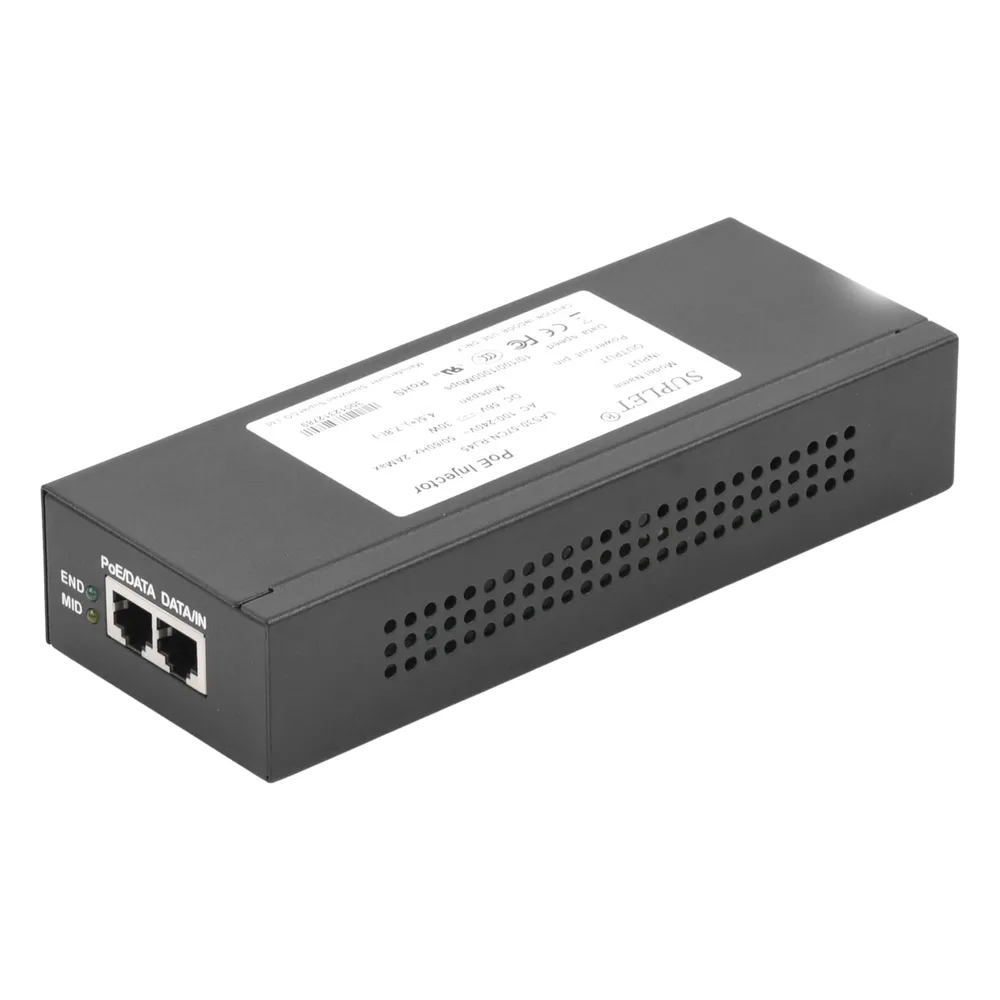 Inyector Super Hi-PoE / 56 Vcc / 30 Watts / Para Domos HIKVISION PTZ / IP (-AE / DE) / Soporta 802.3 af /at / Para Aplicaciones de CCTV – vista 2
