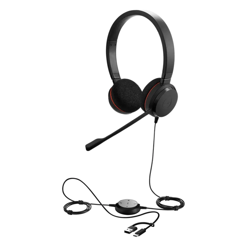 Jabra Evolve 20 DUO con conexión USB C/A, Micrófono con Cancelación de Ruido de Ultima Generación, Configuración Plug and Play (4999-829-269)