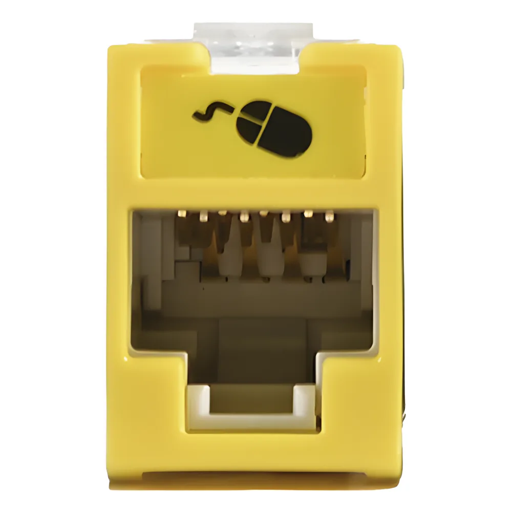 Jack Ultramax Cat5e, UTP, Montaje Híbrido en Placa de Pared (Plano y Angulado), Color Amarillo, Punch Down