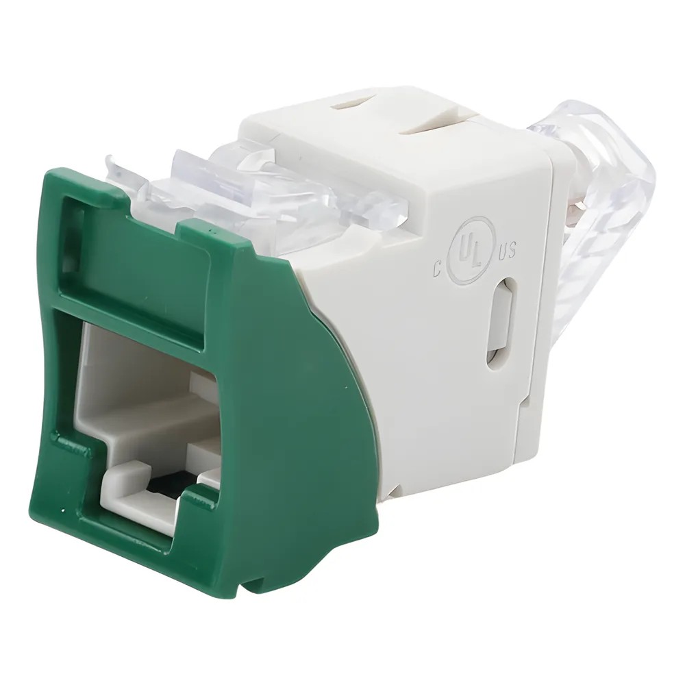 Jack UltraMAX Cat5e, UTP, Montaje Híbrido en Placa de Pared (Plano y Angulado), Color Verde, Punch Down – vista 4