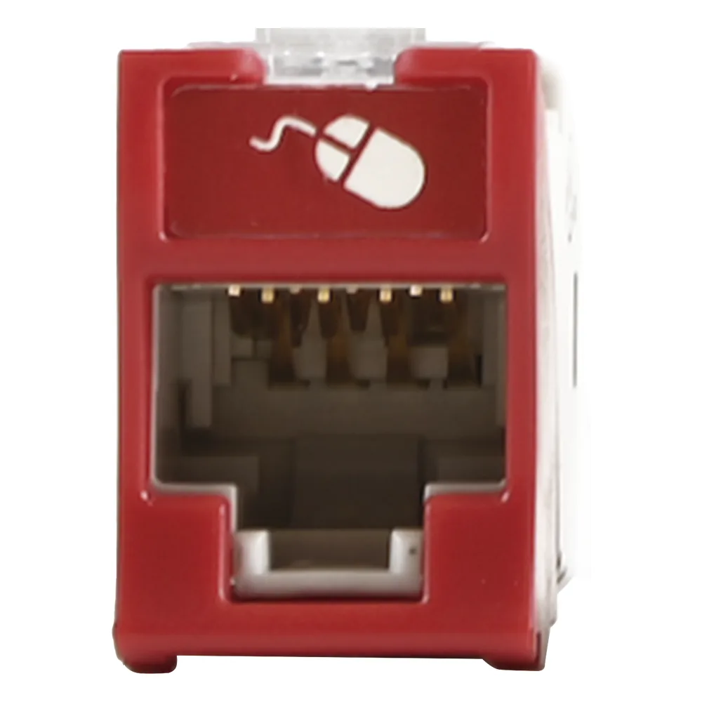 Jack Ultramax Cat6, UTP, Montaje Híbrido en Placa de Pared (Plano y Angulado), Color Rojo, Punch Down