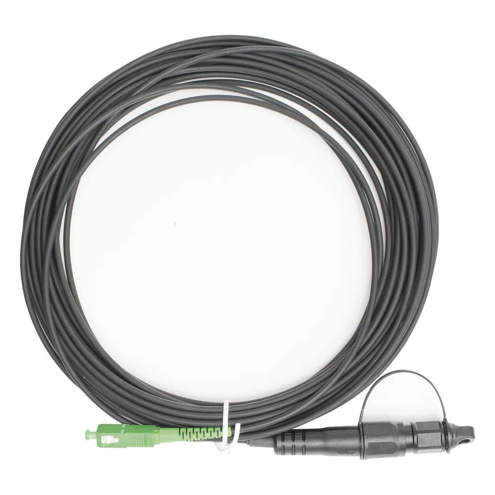 Jumper de Fibra Óptica, Conector SC/APC - Conexión a Caja FDP460, Redondo, 10 Metros (32.81 Pies), Forro 3 mm, G657A2, Negro