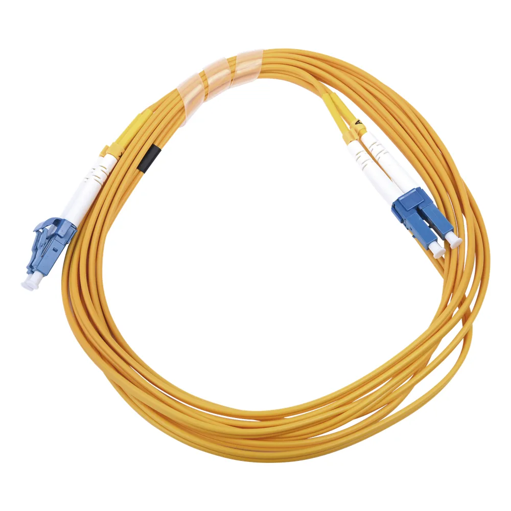 Jumper de Fibra Óptica Monomodo 9/125 LC/UPC-LC/UPC, PVC, 2.0 mm, Dúplex, Amarillo, 3 Metros (9.84 Pies)